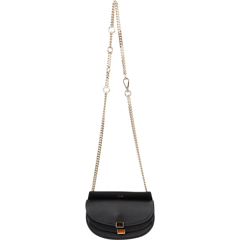 Chloé Black Leather Georgia Shoulder Crossbody Bag