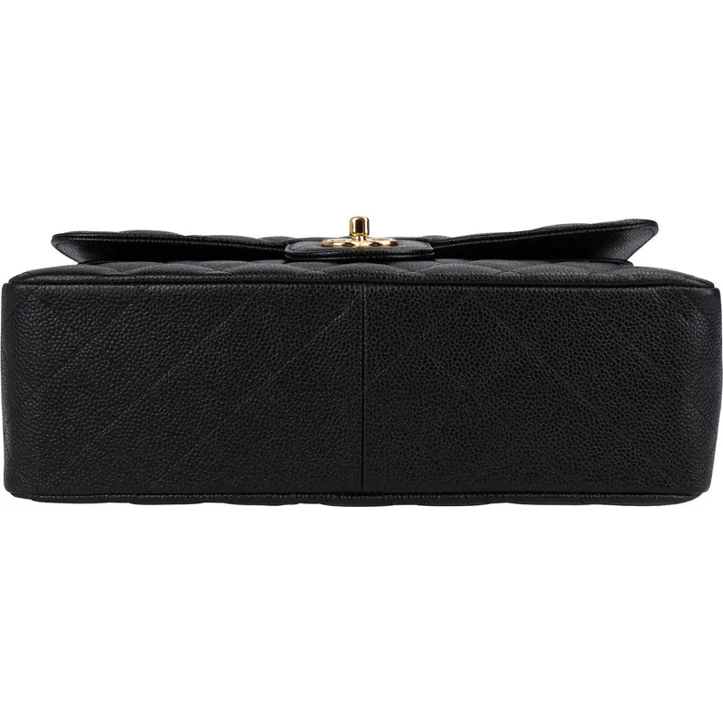 Chanel Quilted Caviar Leather Jumbo Double Flap Shoulder Bag