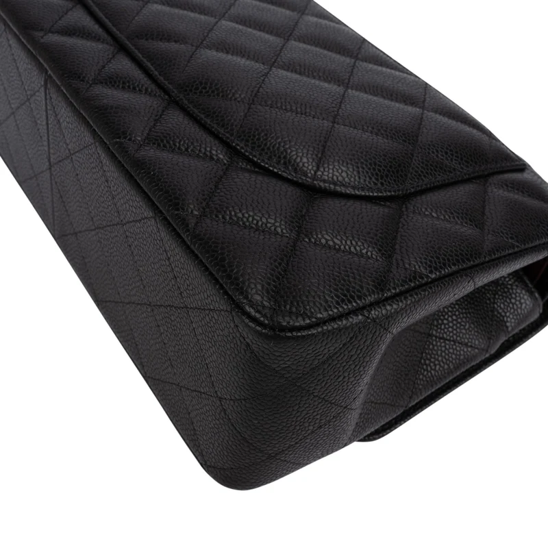 Chanel Quilted Caviar Leather Jumbo Double Flap Shoulder Bag