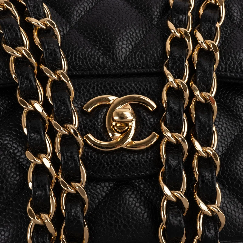 Chanel Quilted Caviar Leather Jumbo Double Flap Shoulder Bag