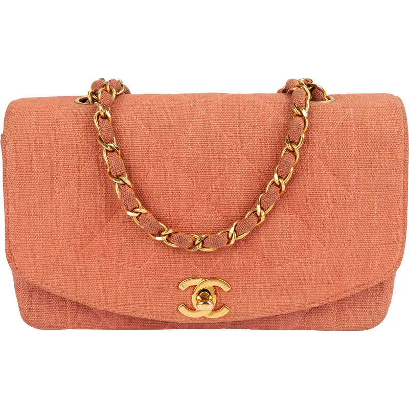Chanel Quilted Cotton Small Diana 24K Gold Single Flap Crossbody Bag