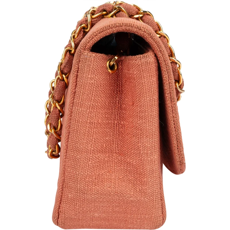Chanel Quilted Cotton Small Diana 24K Gold Single Flap Crossbody Bag