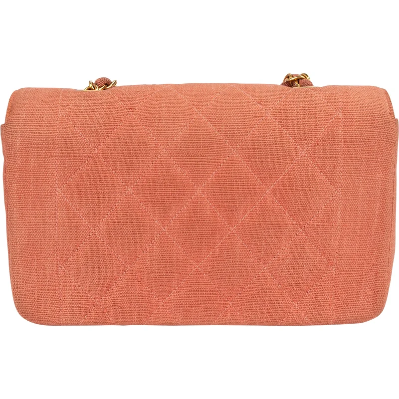 Chanel Quilted Cotton Small Diana 24K Gold Single Flap Crossbody Bag
