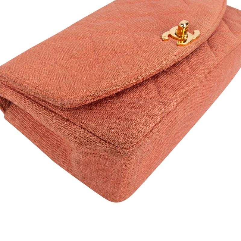 Chanel Quilted Cotton Small Diana 24K Gold Single Flap Crossbody Bag