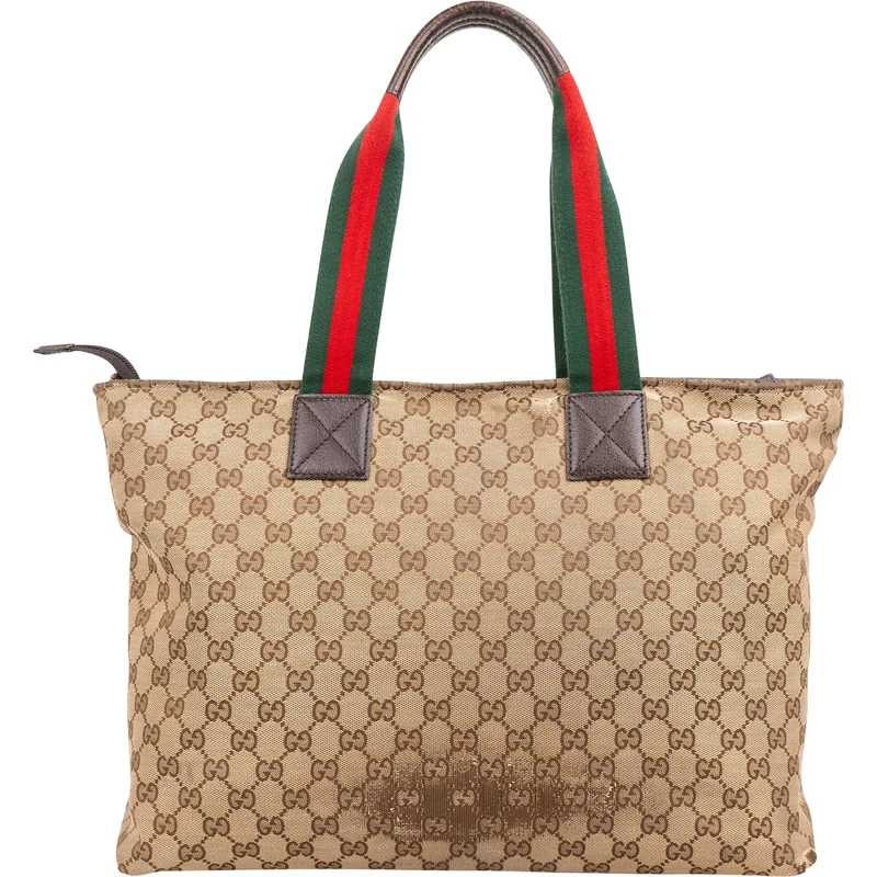 Gucci Monogram GG Canvas Web Stripe Tote Shoulder Bag