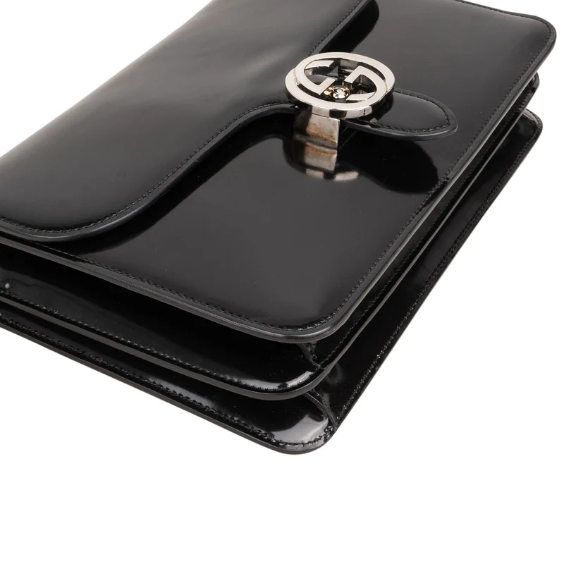 Gucci Patent Leather Interlocking G Shoulder Bag