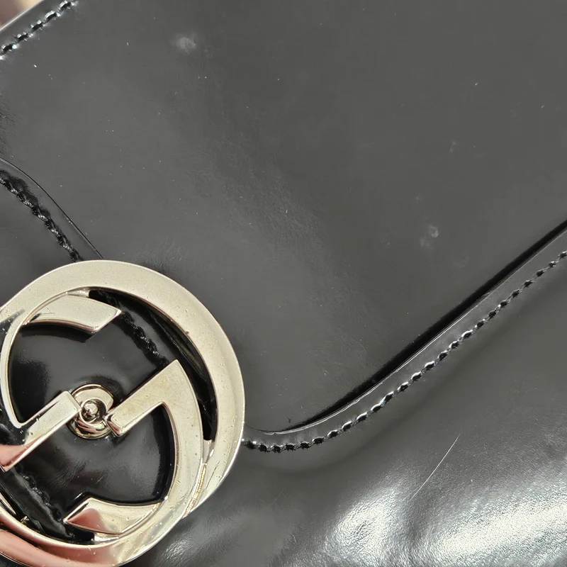 Gucci Patent Leather Interlocking G Shoulder Bag