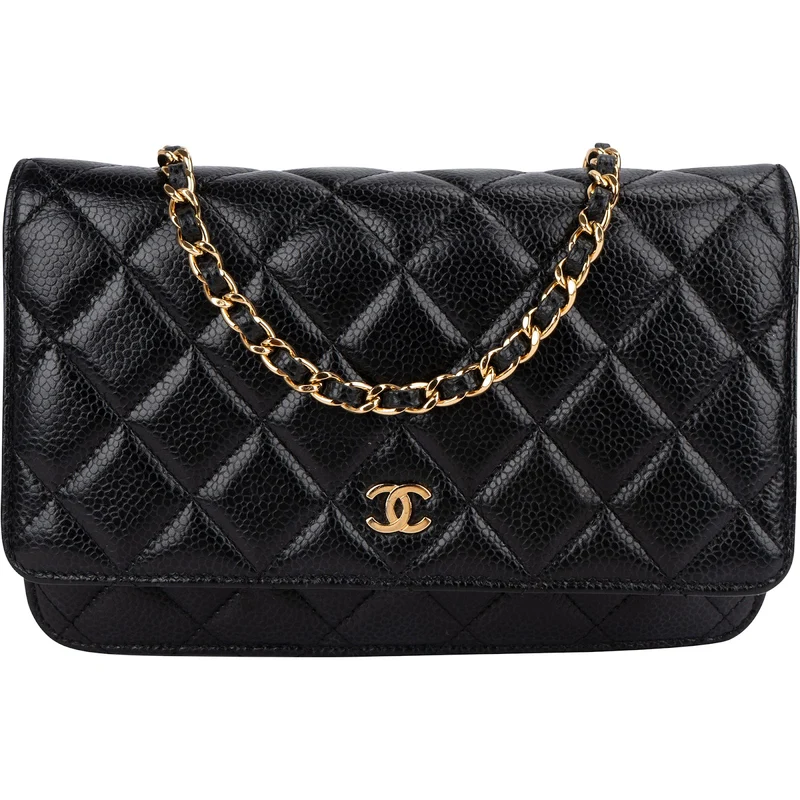 Chanel Quilted Caviar Leather Wallet On Chain Crossbody Bag