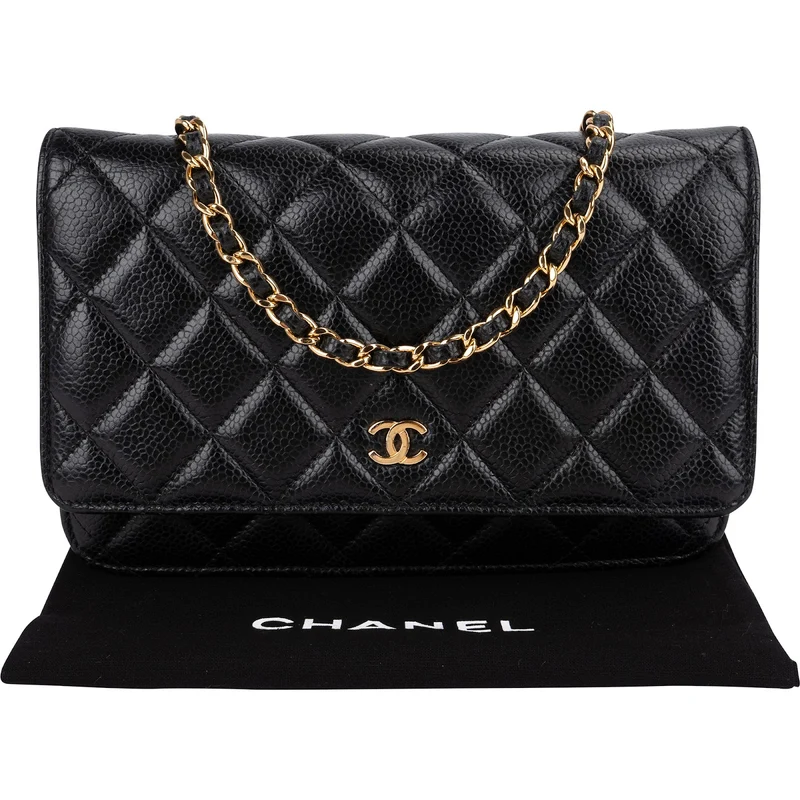 Chanel Quilted Caviar Leather Wallet On Chain Crossbody Bag