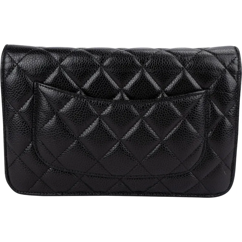 Chanel Quilted Caviar Leather Wallet On Chain Crossbody Bag