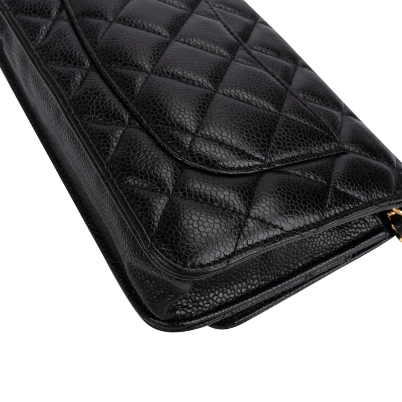 Chanel Quilted Caviar Leather Wallet On Chain Crossbody Bag