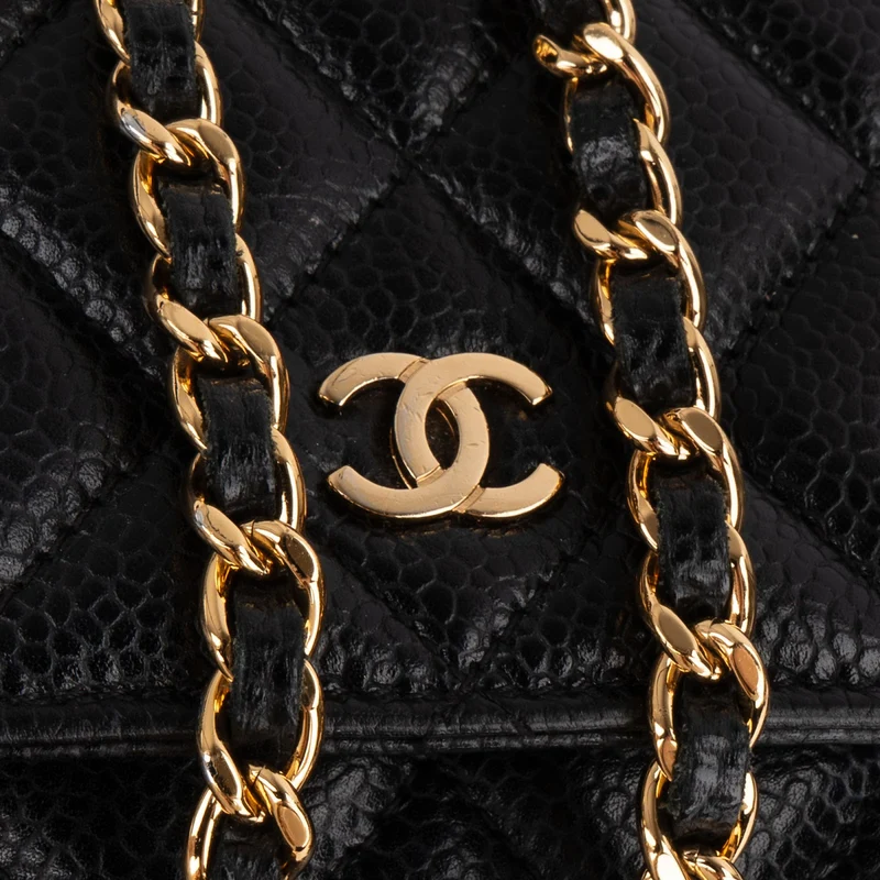 Chanel Quilted Caviar Leather Wallet On Chain Crossbody Bag