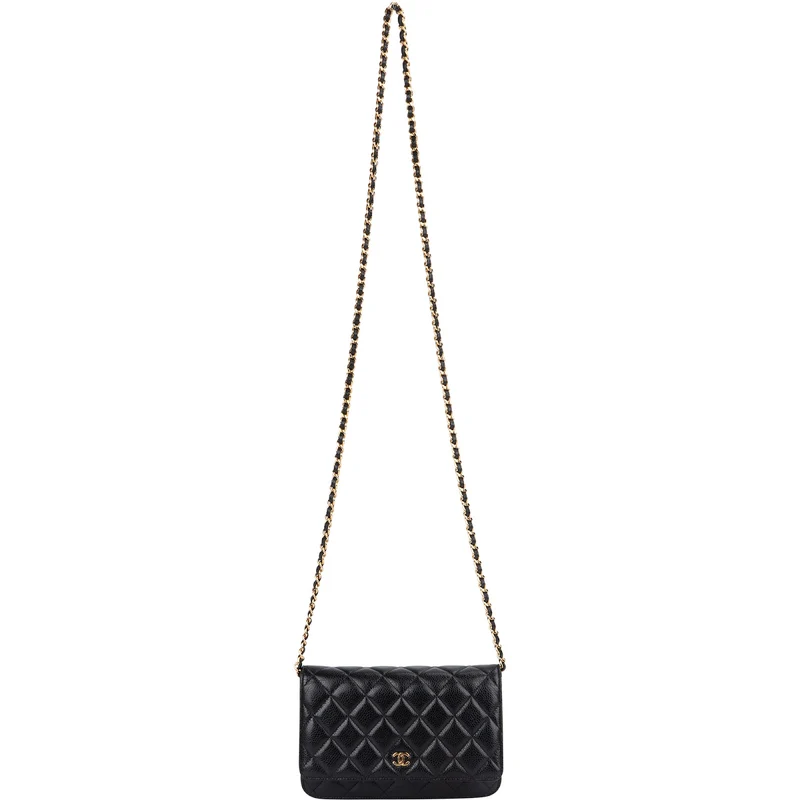 Chanel Quilted Caviar Leather Wallet On Chain Crossbody Bag