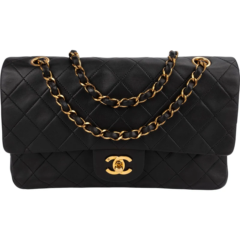 Chanel Quilted Lambskin Medium 24K Gold Double Flap Shoulder Bag