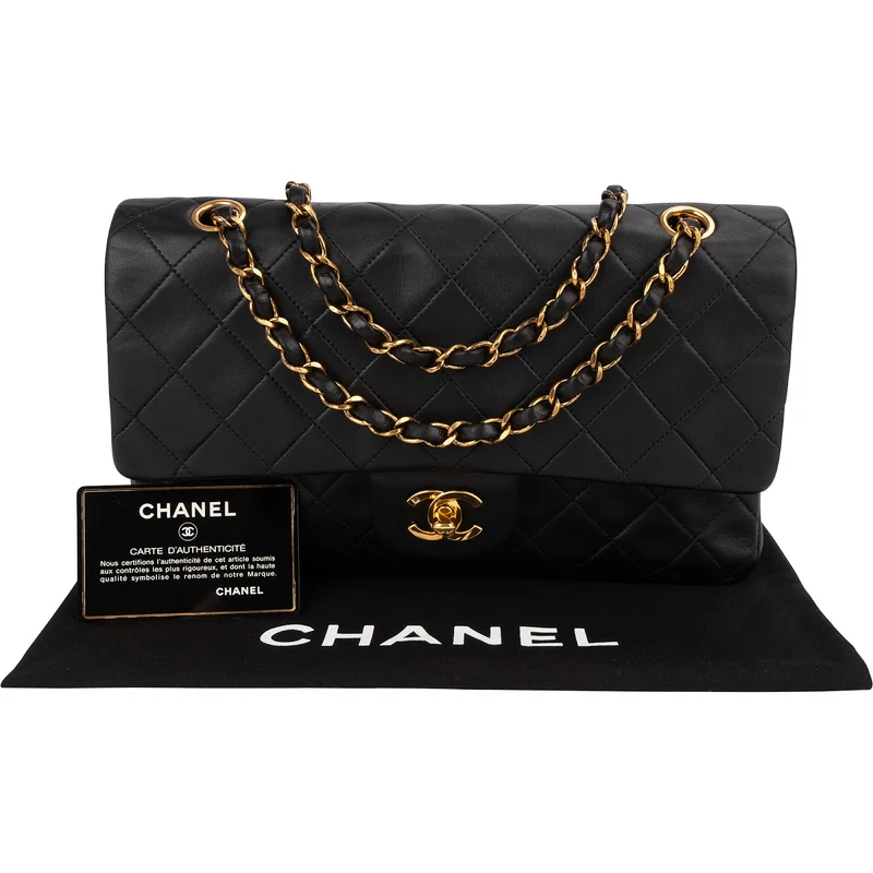 Chanel Quilted Lambskin Medium 24K Gold Double Flap Shoulder Bag