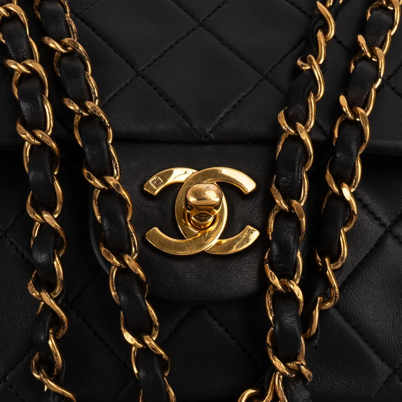 Chanel Quilted Lambskin Medium 24K Gold Double Flap Shoulder Bag