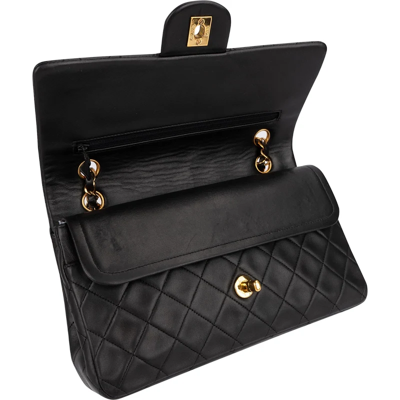 Chanel Quilted Lambskin Medium 24K Gold Double Flap Shoulder Bag