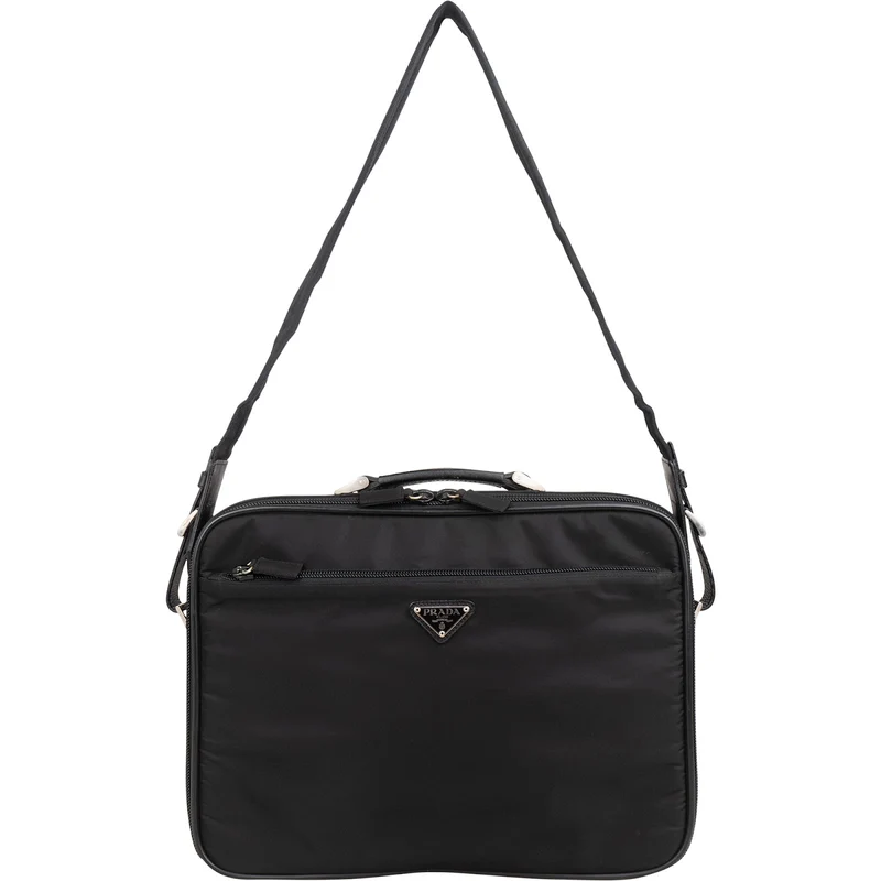 Prada Black Tessuto Nylon Laptop Business Handbag