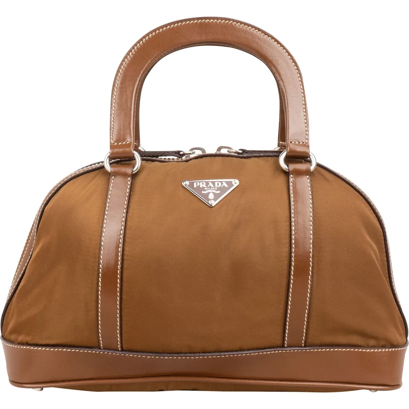 Prada Brown Tessuto Triangle Bauletto Small Handbag