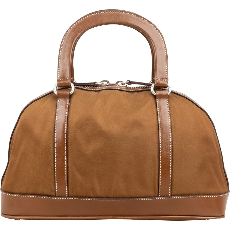 Prada Brown Tessuto Triangle Bauletto Small Handbag