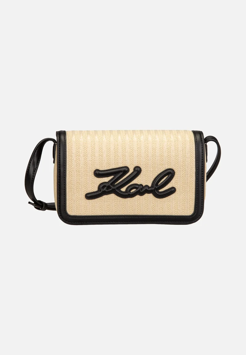 K/Signature Raffia Crossbody Natural/Black - Crossbody Bag