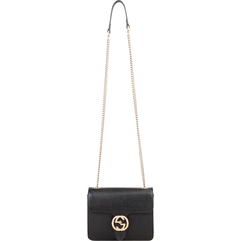 Gucci Pebbled Leather Interlocking GG Small Crossbody Bag