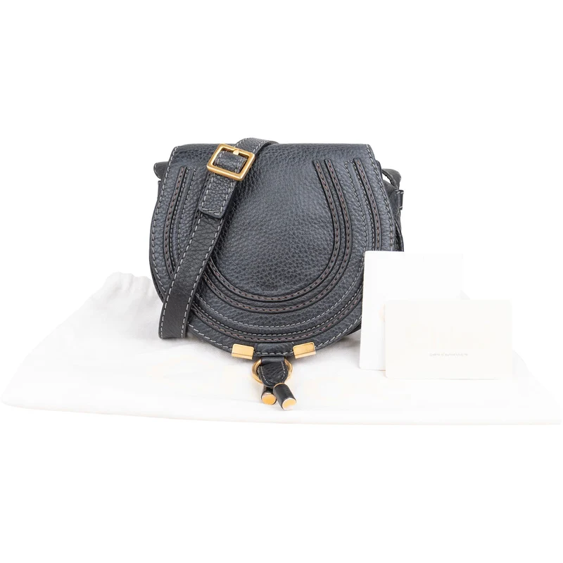 Chloé Grained Calfskin Marcie Small Saddle Crossbody Bag
