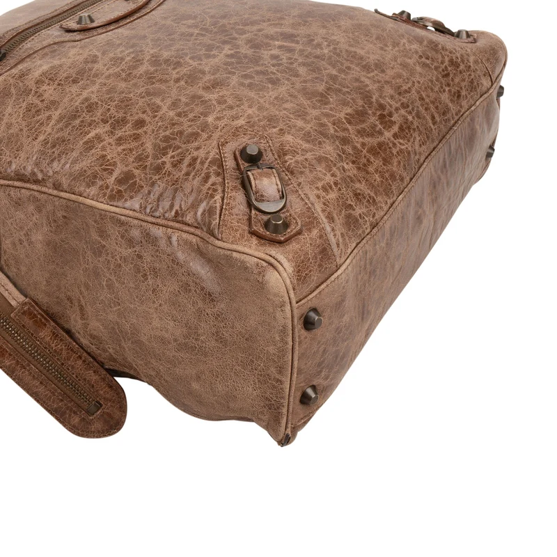 Balenciaga Brown Leather Paper Bag Tote City Handbag