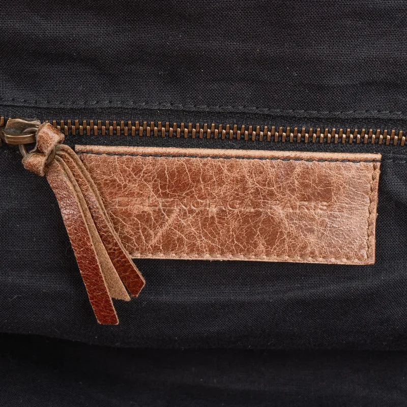 Balenciaga Brown Leather Paper Bag Tote City Handbag