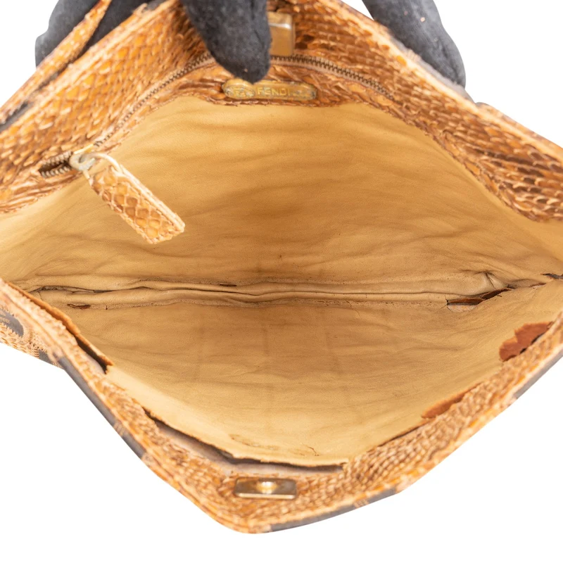 Fendi Monogram Python and Zucca Canvas Patchwork Shoulder Bag