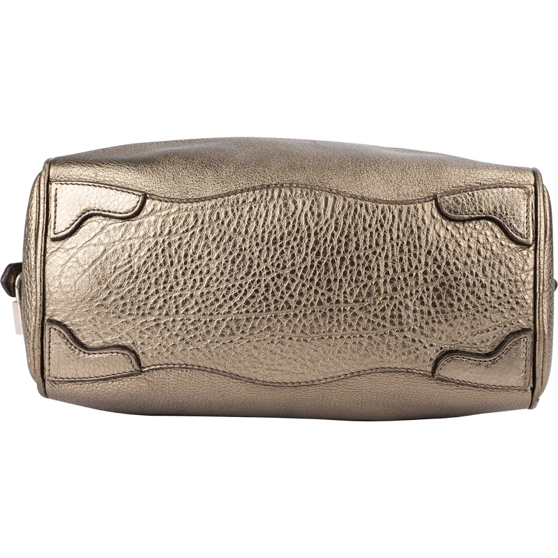 Prada Metallic Pebbled Leather Bauletto Handbag