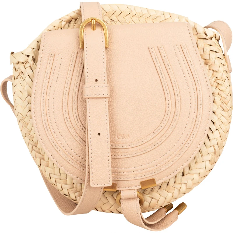 Chloé Raffia Marcie Saddle Crossbody Bag