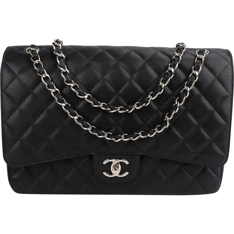 Chanel Quilted Caviar Leather Maxi Double Flap Crossbody Bag