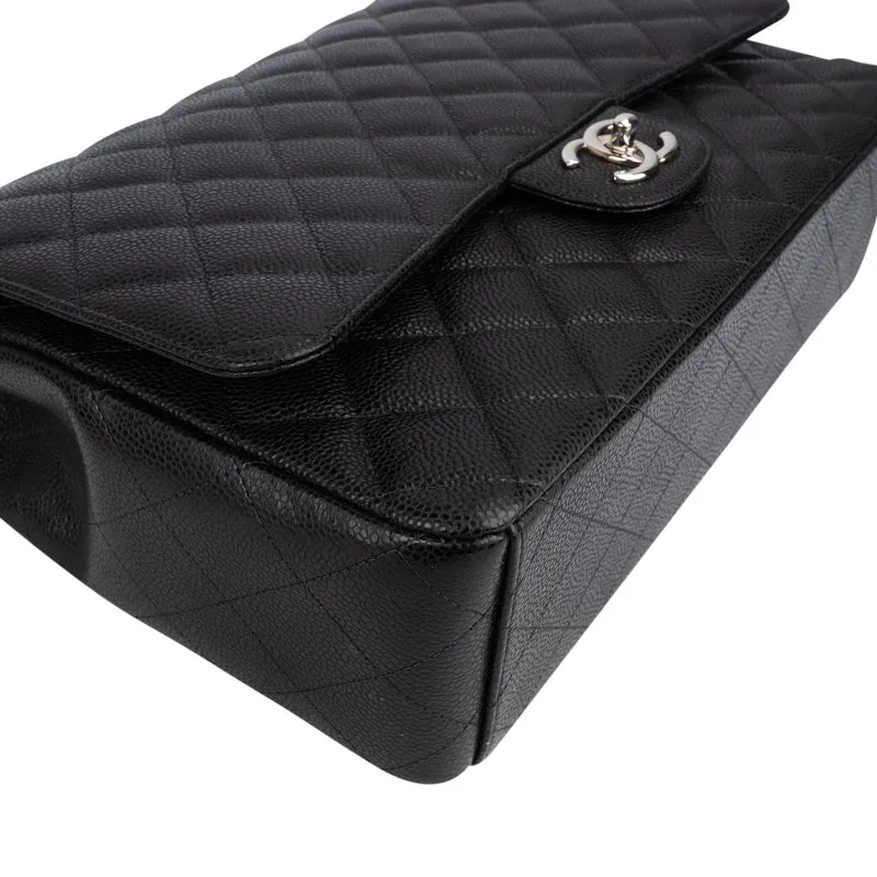 Chanel Quilted Caviar Leather Maxi Double Flap Crossbody Bag