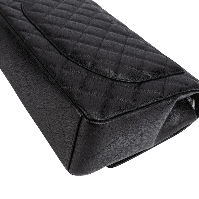 Chanel Quilted Caviar Leather Maxi Double Flap Crossbody Bag