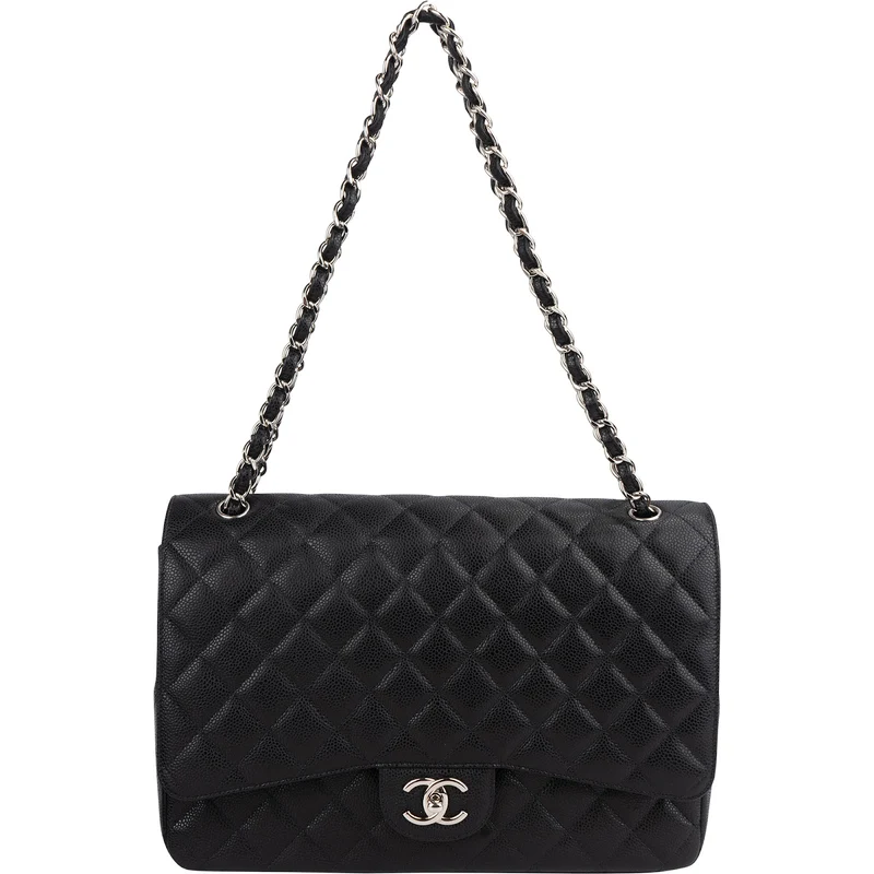 Chanel Quilted Caviar Leather Maxi Double Flap Crossbody Bag