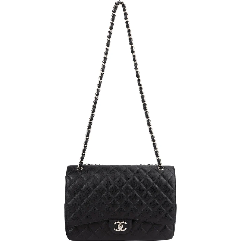 Chanel Quilted Caviar Leather Maxi Double Flap Crossbody Bag