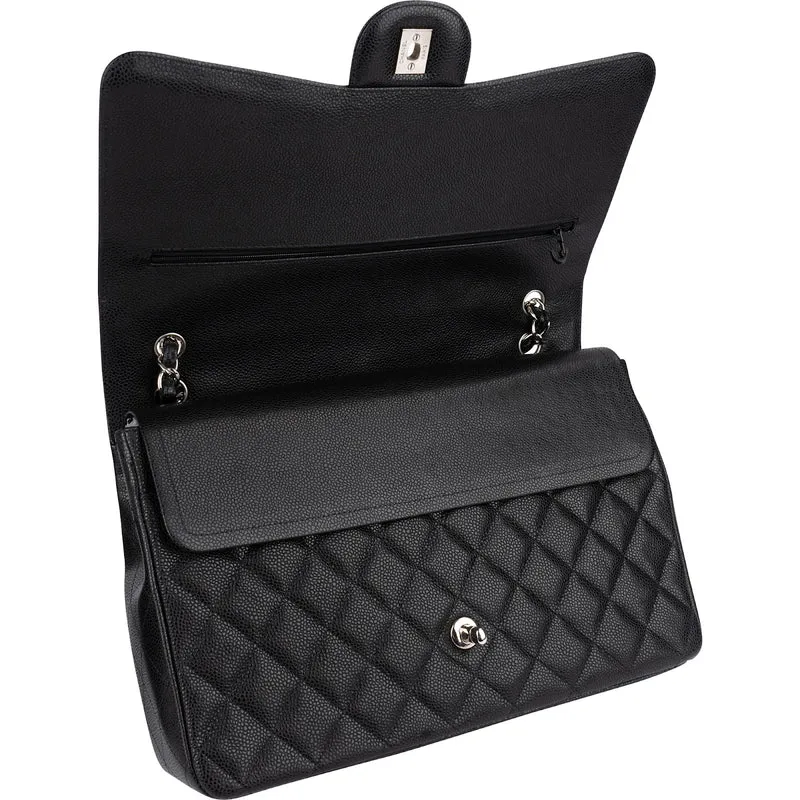 Chanel Quilted Caviar Leather Maxi Double Flap Crossbody Bag