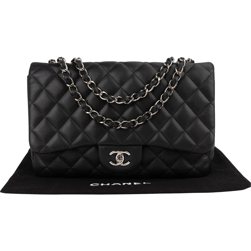 Chanel Quilted Lambskin Jumbo Single Flap Crossbody Bag