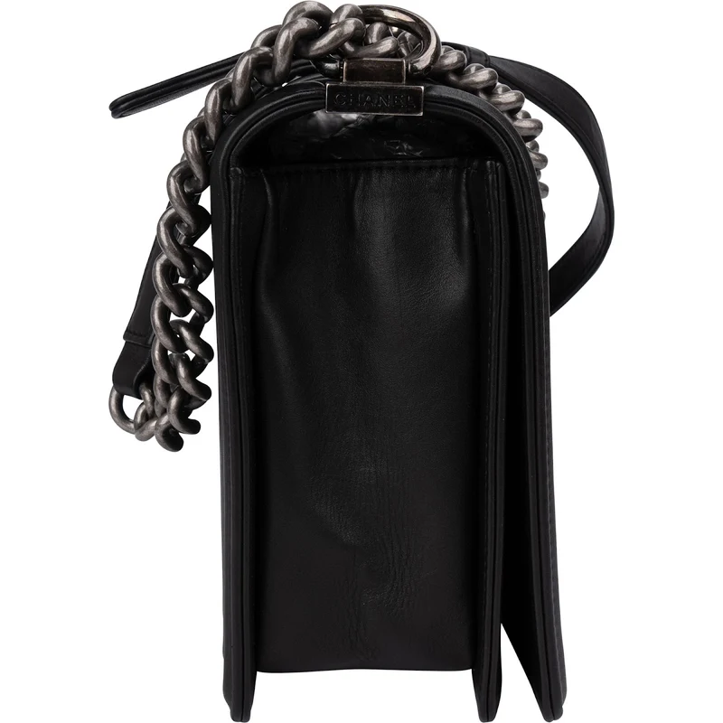 Chanel Chevron Quilted Lambskin Medium Boy Single Flap Crossbody Bag