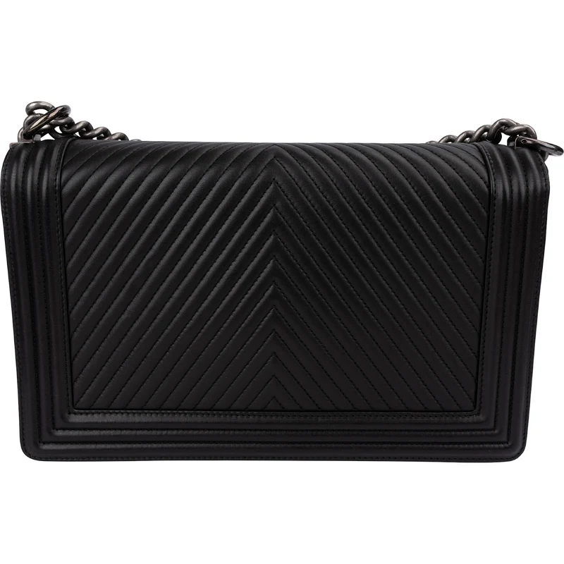Chanel Chevron Quilted Lambskin Medium Boy Single Flap Crossbody Bag