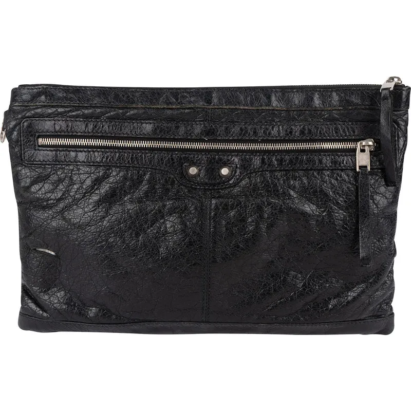 Balenciaga Black Leather City Clutch
