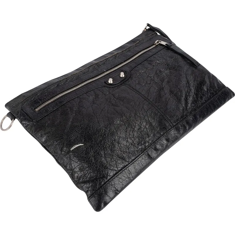Balenciaga Black Leather City Clutch
