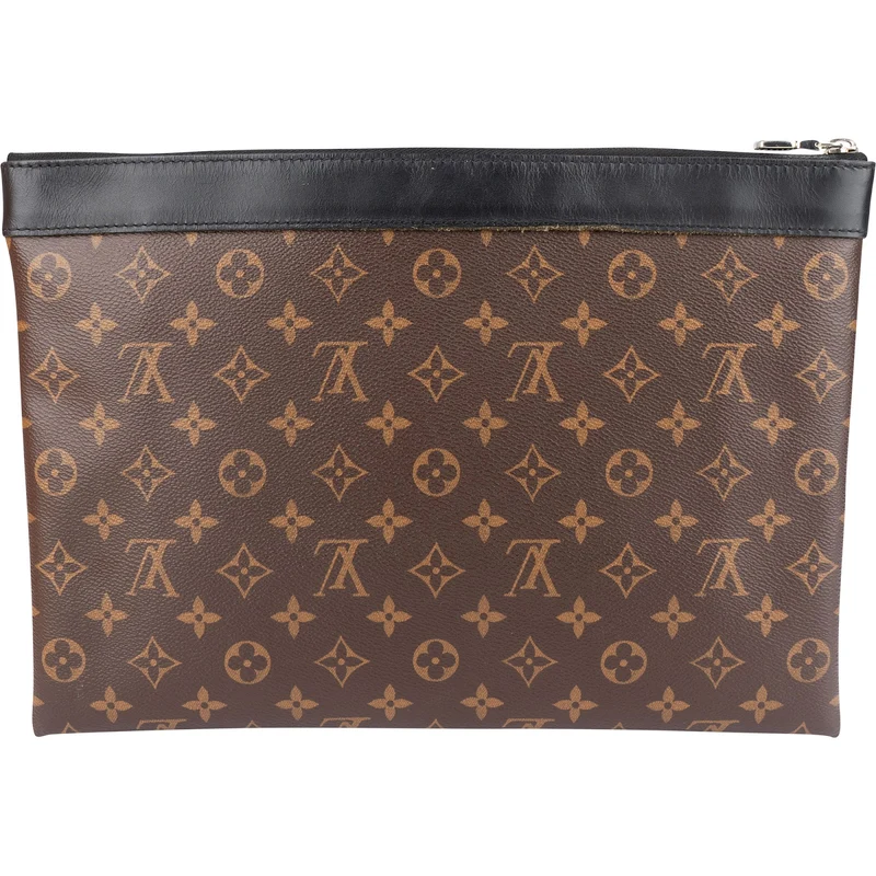 Louis Vuitto Monogram Macassar Pochette Voyage Laptop Clutch