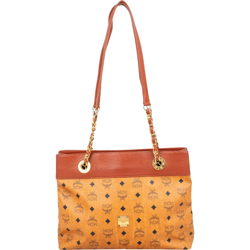 MCM Monogram Visetos Chain Tote Shoulder Bag