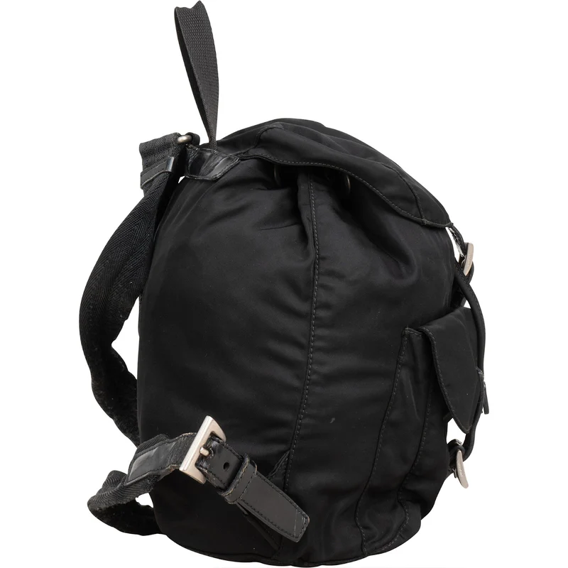 Prada Black Tessuto Nylon Triangle Backpack