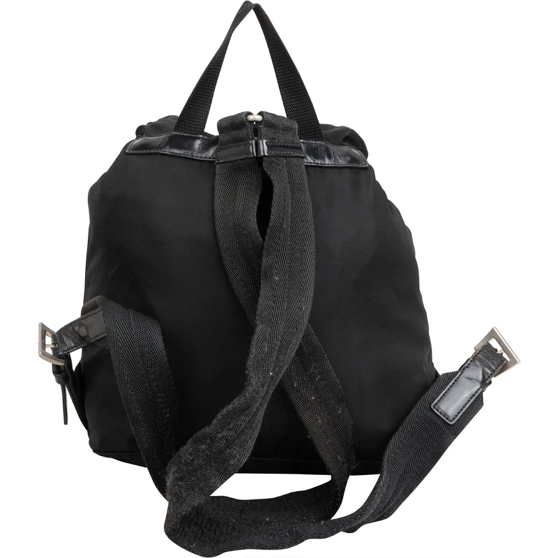 Prada Black Tessuto Nylon Triangle Backpack