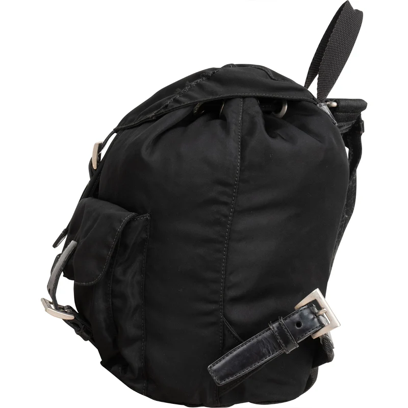Prada Black Tessuto Nylon Triangle Backpack