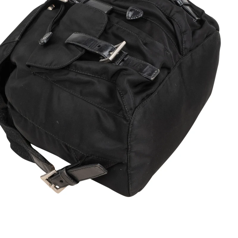 Prada Black Tessuto Nylon Triangle Backpack