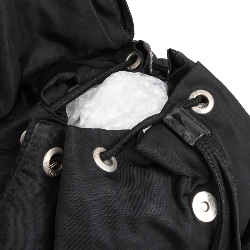 Prada Black Tessuto Nylon Triangle Backpack
